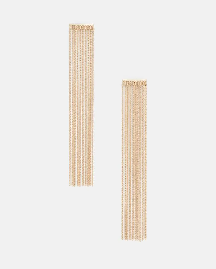 Eliza Gold Tone Fringed Chain Earrings Warm Brass Women AllSaints Accessories