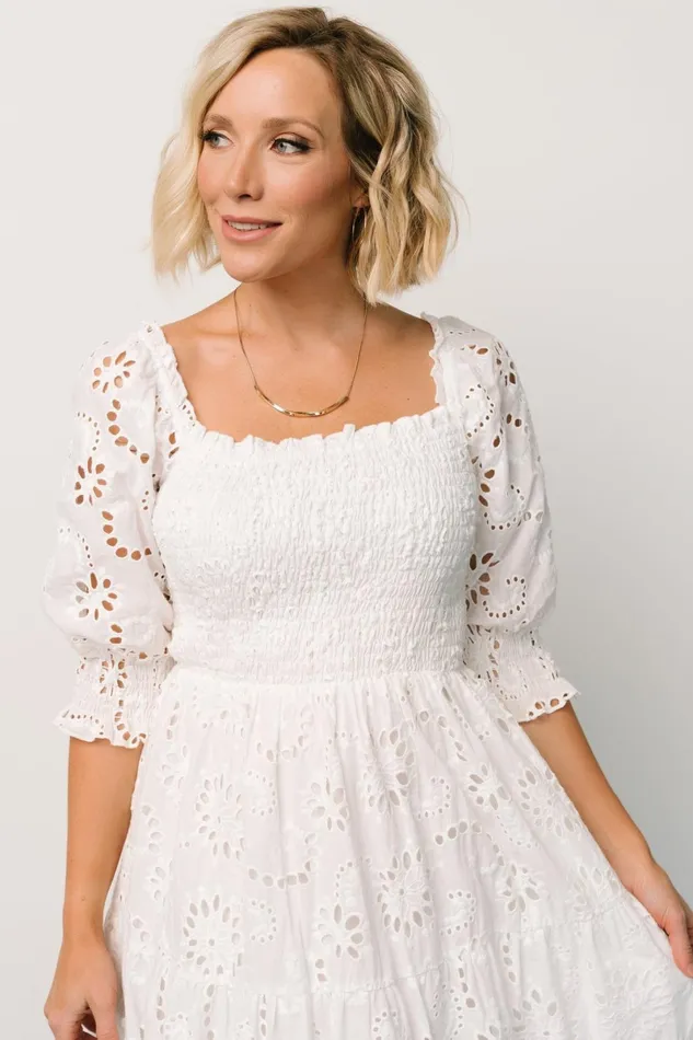 Ella Eyelet Midi Dress White Women Baltic Born Bridal Ella Eyelet Midi Dress White Women Baltic Born Bridal
