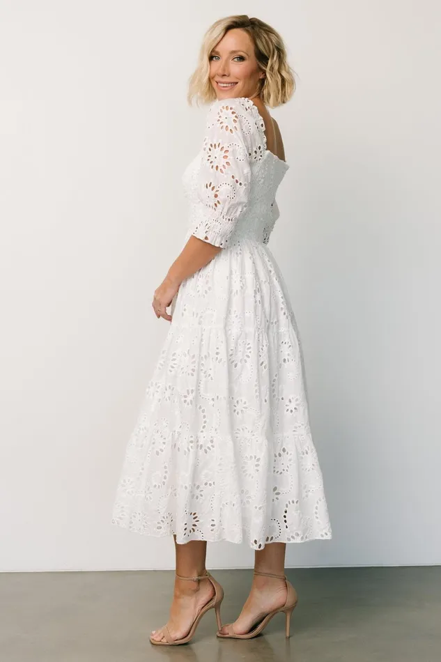 Ella Eyelet Midi Dress White Women Baltic Born Bridal Ella Eyelet Midi Dress White Women Baltic Born Bridal