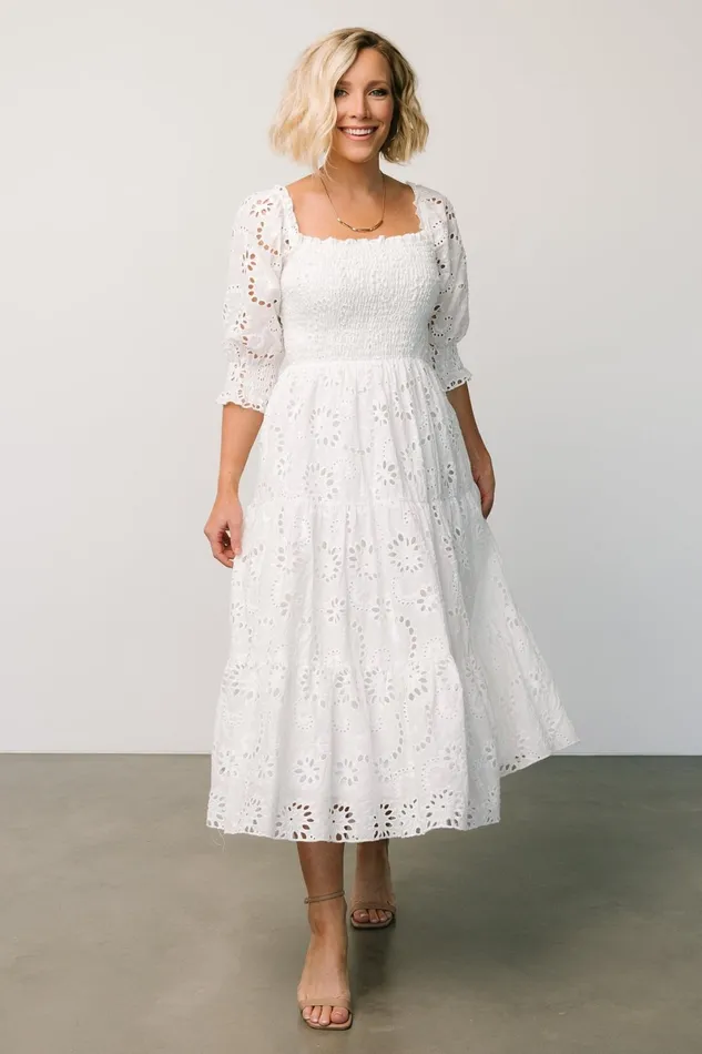 Ella Eyelet Midi Dress White Women Baltic Born Bridal Ella Eyelet Midi Dress White Women Baltic Born Bridal