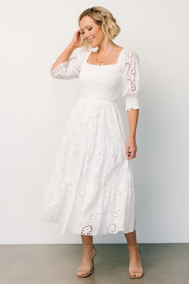 Ella Eyelet Midi Dress White Women Baltic Born Bridal Ella Eyelet Midi Dress White Women Baltic Born Bridal