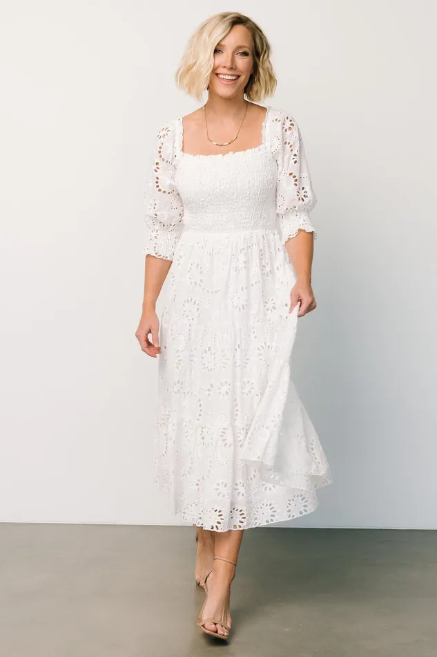 Ella Eyelet Midi Dress White Women Baltic Born Bridal Ella Eyelet Midi Dress White Women Baltic Born Bridal