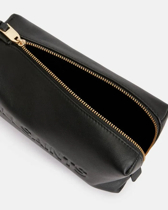 Elliotte Leather Storage Pouch Bag Black Women AllSaints Handbags and Wallets Elliotte Leather Storage Pouch Bag Black Women AllSaints Handbags and Wallets