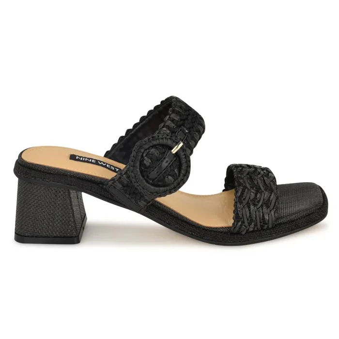 Emerey Woven Slide Sandals Black Women Nine West Low Heel