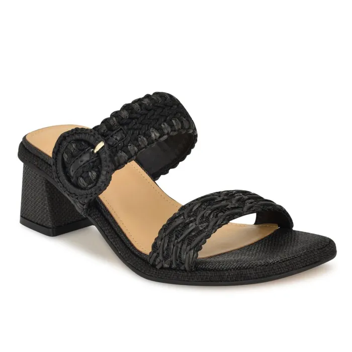 Emerey Woven Slide Sandals Black Women Nine West Low Heel Emerey Woven Slide Sandals Black Women Nine West Low Heel