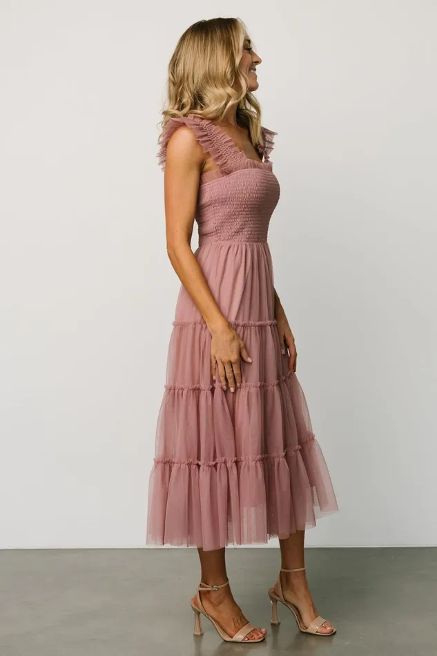 Emma Smocked Tulle Dress Dusty Rose Women Baltic Born Wedding Guest Emma Smocked Tulle Dress Dusty Rose Women Baltic Born Wedding Guest
