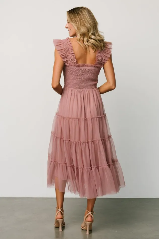 Emma Smocked Tulle Dress Dusty Rose Women Baltic Born Wedding Guest Emma Smocked Tulle Dress Dusty Rose Women Baltic Born Wedding Guest