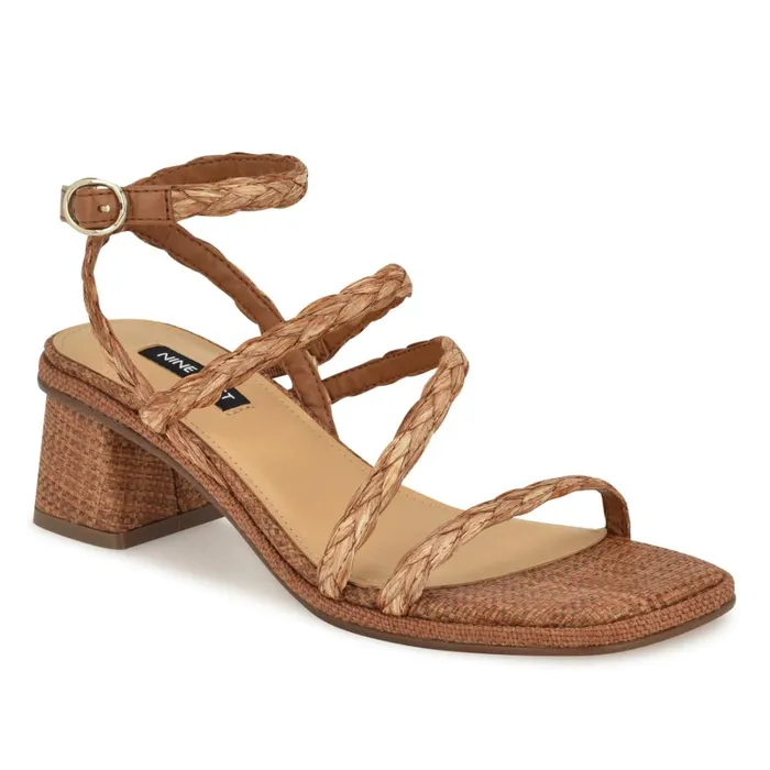 Emolly Raffia Block Heel Sandals Brown Raffia Women Nine West Dress Emolly Raffia Block Heel Sandals Brown Raffia Women Nine West Dress