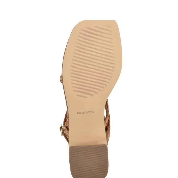 Emolly Raffia Block Heel Sandals Brown Raffia Women Nine West Dress Emolly Raffia Block Heel Sandals Brown Raffia Women Nine West Dress