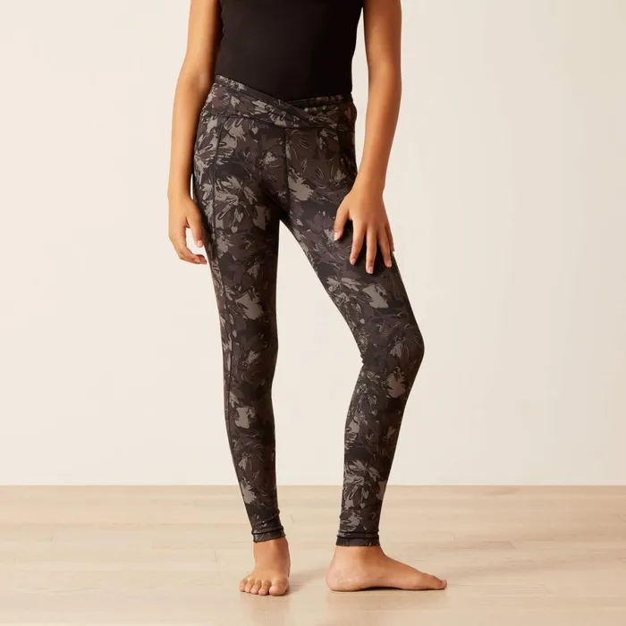 Eos Etch Half Grip Tight Exploded Black Floral Kids Ariat English Riding Clothing