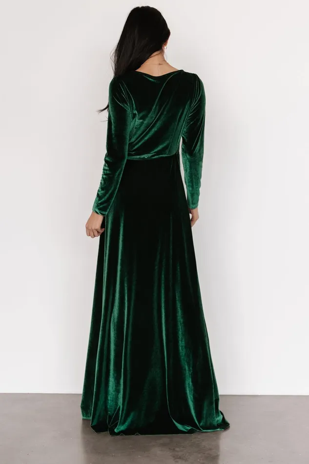Esmerelda Velvet Wrap Maxi Dress Forest Women Baltic Born Mother Of The Bride