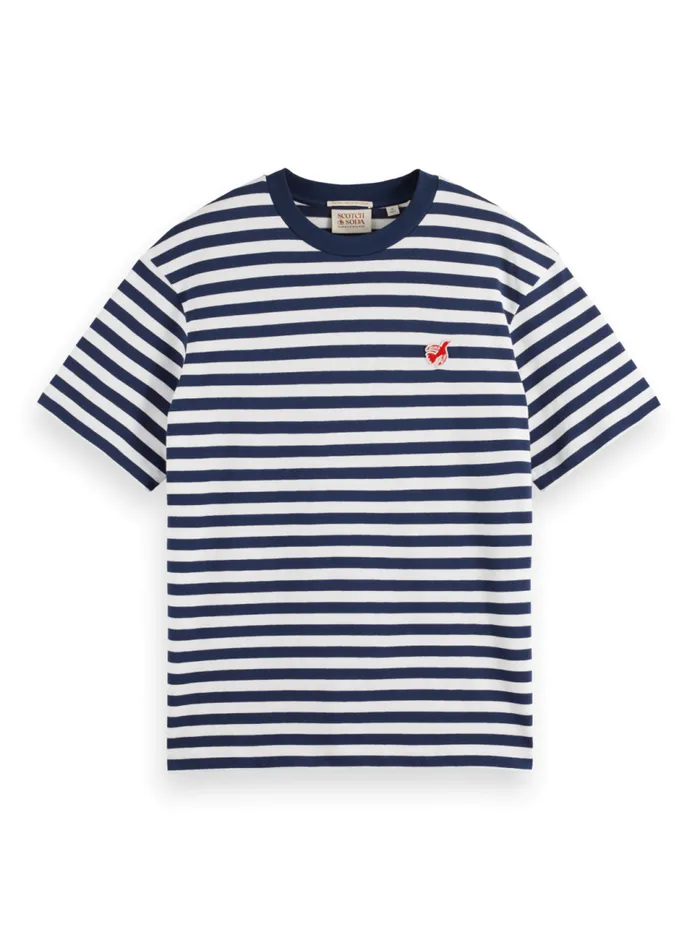 Essential 8211 The Free Spirit Peace Bird Striped Tshirt Navywhite Men Scotch and Soda Essentials Essential 8211 The Free Spirit Peace Bird Striped Tshirt Navywhite Men Scotch and Soda Essentials