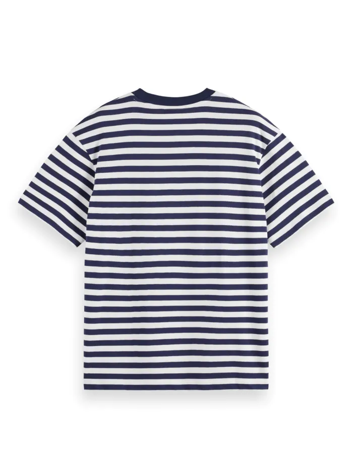 Essential 8211 The Free Spirit Peace Bird Striped Tshirt Navywhite Men Scotch and Soda Essentials Essential 8211 The Free Spirit Peace Bird Striped Tshirt Navywhite Men Scotch and Soda Essentials
