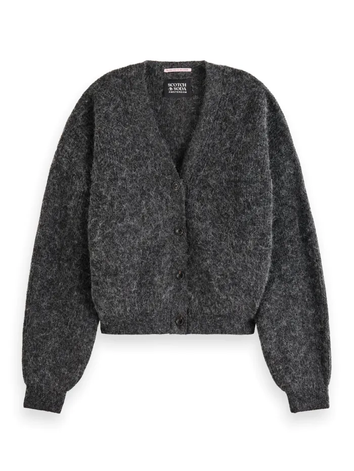 Essential FUZZY RELAXED CARDIGAN Charcoal Melange Women Scotch and Soda Knitwear