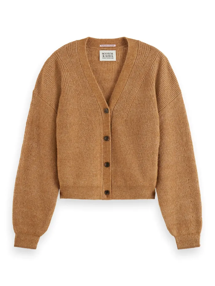 Essential FUZZY RELAXED CARDIGAN Charcoal Melange Women Scotch and Soda Knitwear Essential FUZZY RELAXED CARDIGAN Charcoal Melange Women Scotch and Soda Knitwear