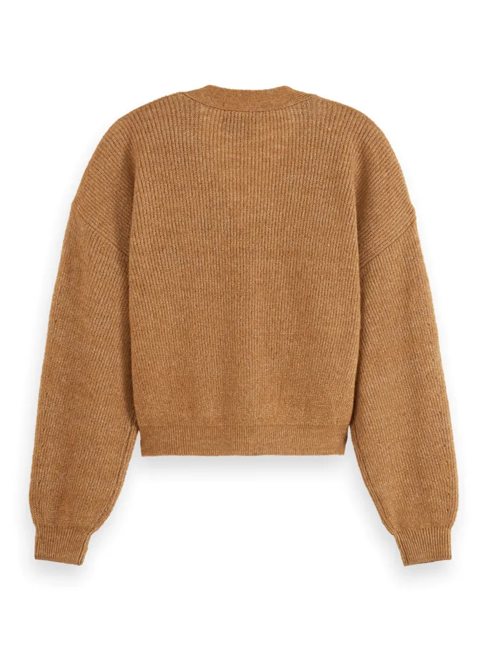 Essential FUZZY RELAXED CARDIGAN Charcoal Melange Women Scotch and Soda Knitwear Essential FUZZY RELAXED CARDIGAN Charcoal Melange Women Scotch and Soda Knitwear