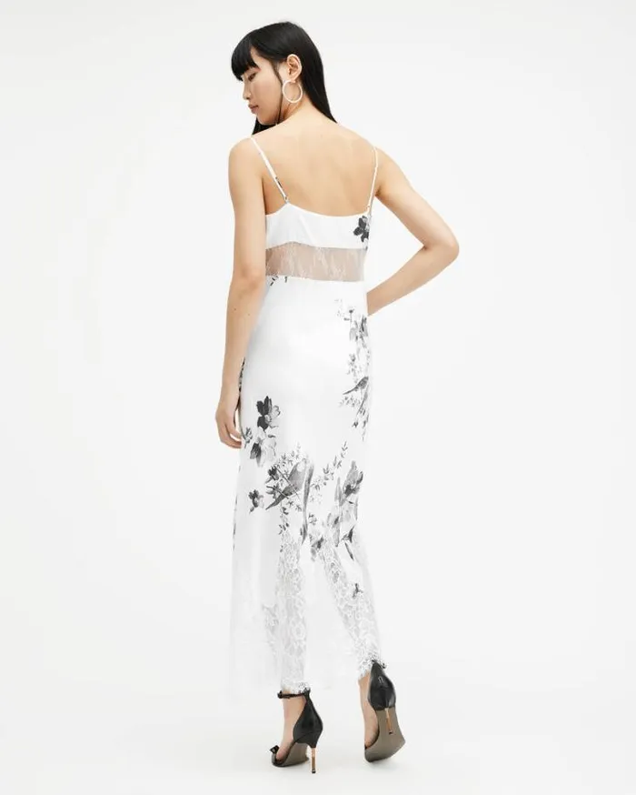 Evangelia Iona Slim Fit Midi Slip Dress Off White Women AllSaints Dresses