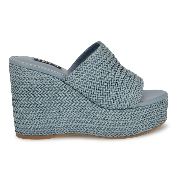 Everie Espadrille Wedge Sandals Blue Women Nine West Sandals
