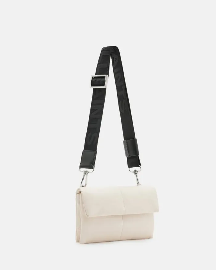 Ezra Quilted Leather Crossbody Bag Desert White Women AllSaints Accessories