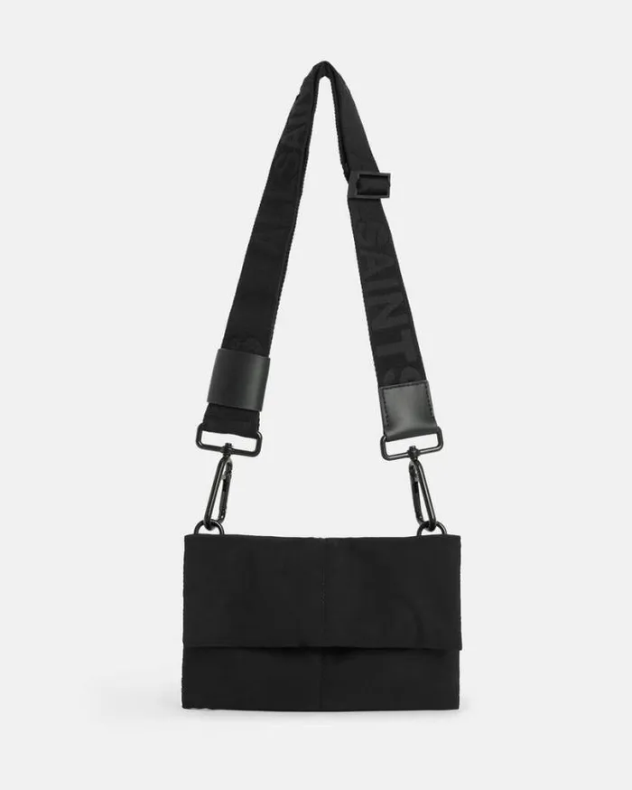 Ezra Recycled Crossbody Bag Black Women AllSaints Handbags and Wallets