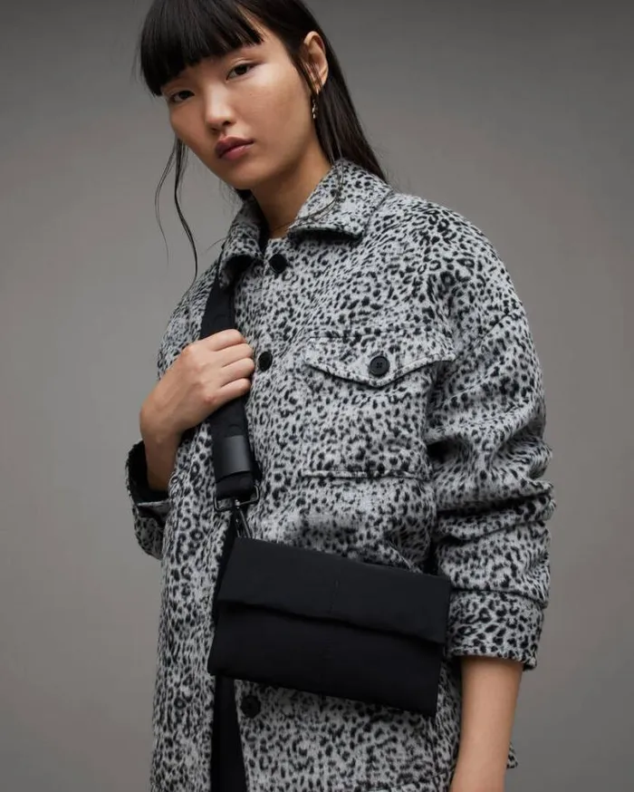 Ezra Recycled Crossbody Bag Black Women AllSaints Handbags and Wallets