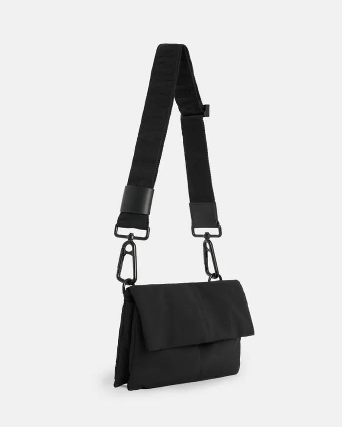 Ezra Recycled Crossbody Bag Black Women AllSaints Handbags and Wallets