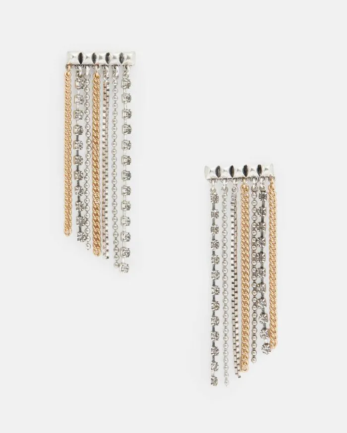 Farrah MultTonal Chain Earrings Warm Brasssilver Women AllSaints Accessories