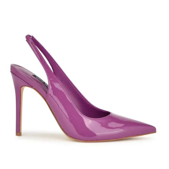 Feather Pointy Toe Slingback Pumps Fuschia Patent Women Nine West Slingbacks