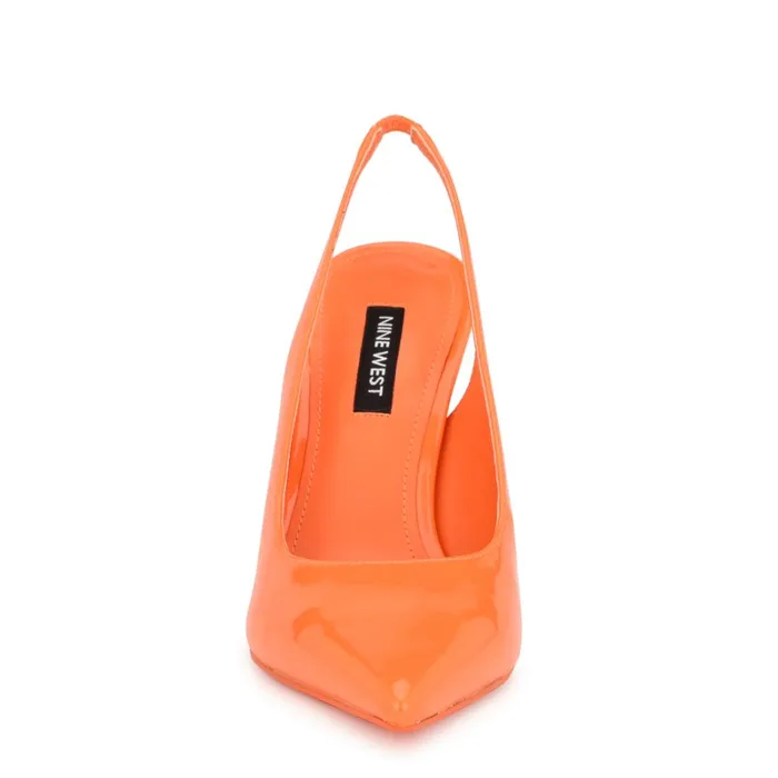 Feather Pointy Toe Slingback Pumps Orange Patent Women Nine West Slingbacks