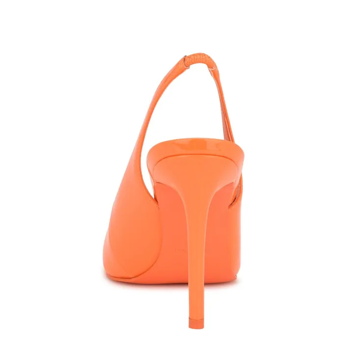 Feather Pointy Toe Slingback Pumps Orange Patent Women Nine West Slingbacks