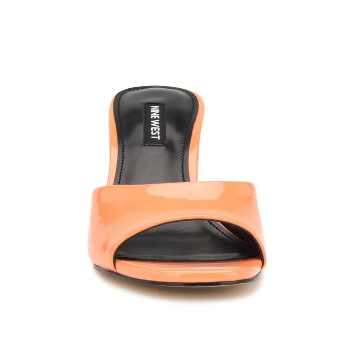 Ferris Block Heel Sandals Orange Patent Women Nine West Heeled Ferris Block Heel Sandals Orange Patent Women Nine West Heeled