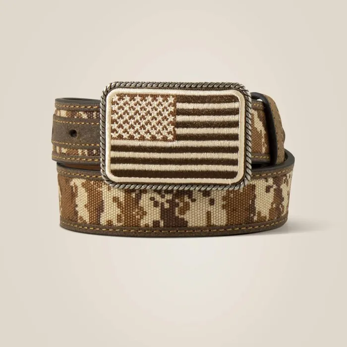 Flag Buckle Camo Belt Brown Kids Ariat Belts