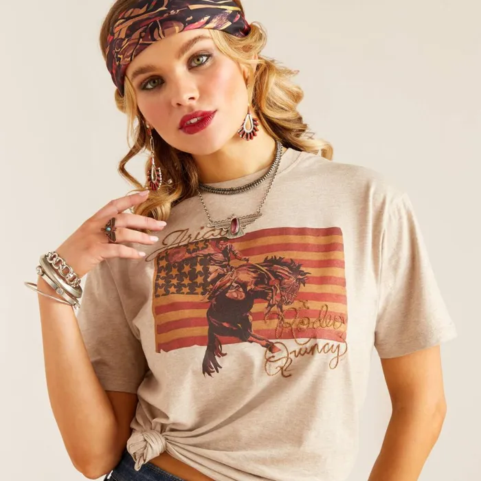 Flag Rodeo Quincy TShirt Gold Women Ariat TShirts and Tops Flag Rodeo Quincy TShirt Gold Women Ariat TShirts and Tops