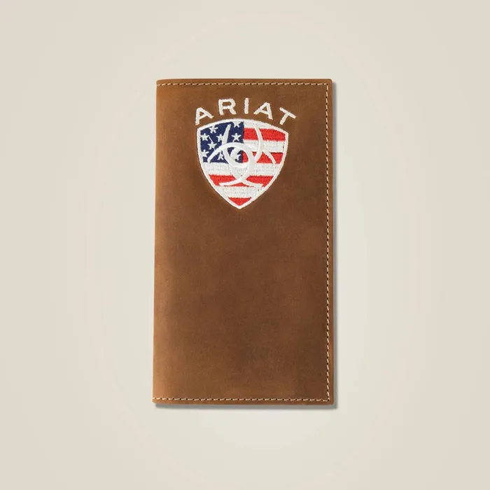 Flag Shield Rodeo Wallet Brown Men Ariat Bags and Wallets