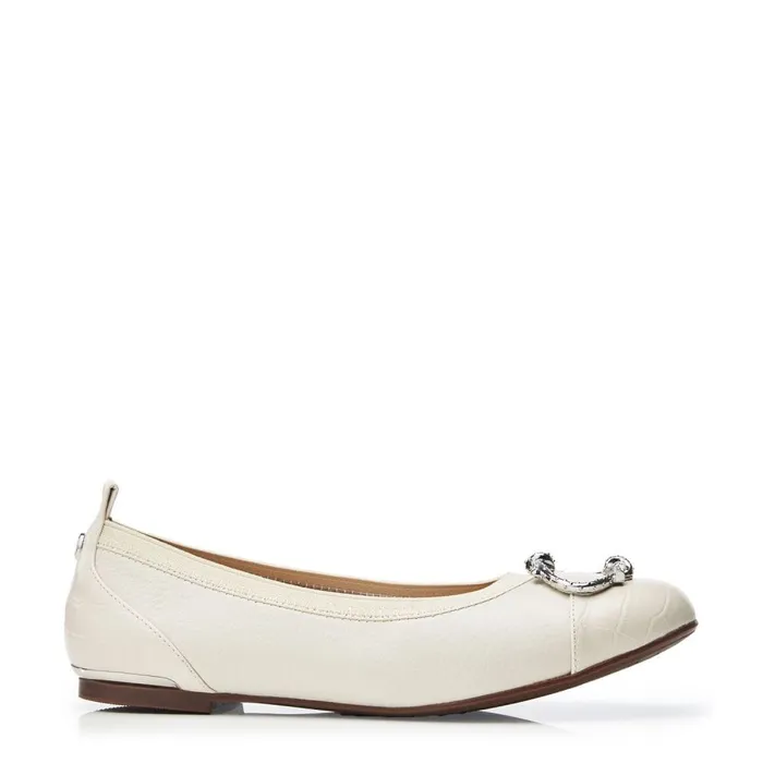 Flat And Ballerina Shoes Women Moda In Pelle Fairy Off White Leather