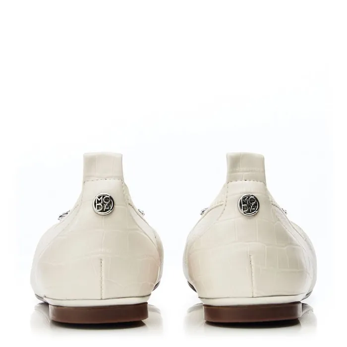 Flat And Ballerina Shoes Women Moda In Pelle Fairy Off White Leather