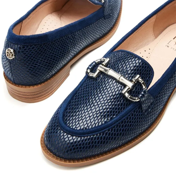 Flat And Ballerina Shoes Women Moda In Pelle Franzie Navy Textile