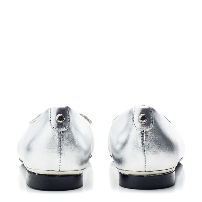 Flat And Ballerina Shoes Women Moda In Pelle Hermionee Silver Metallic Leather