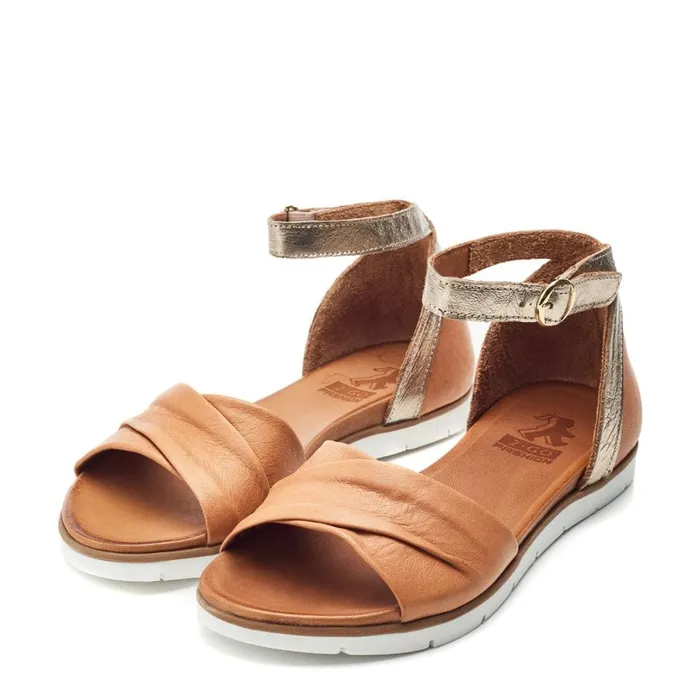 Flat Sandals Women Moda In Pelle Bsoleful BSensi Tan Leather
