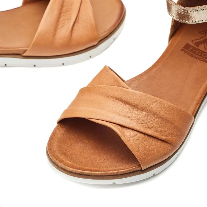 Flat Sandals Women Moda In Pelle Bsoleful BSensi Tan Leather