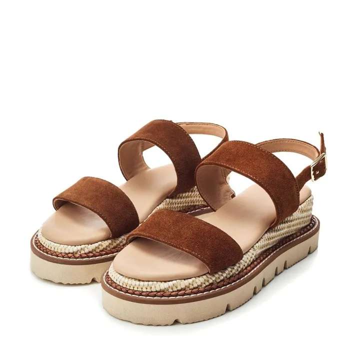Flat Sandals Women Moda In Pelle Nilania Tan Suede