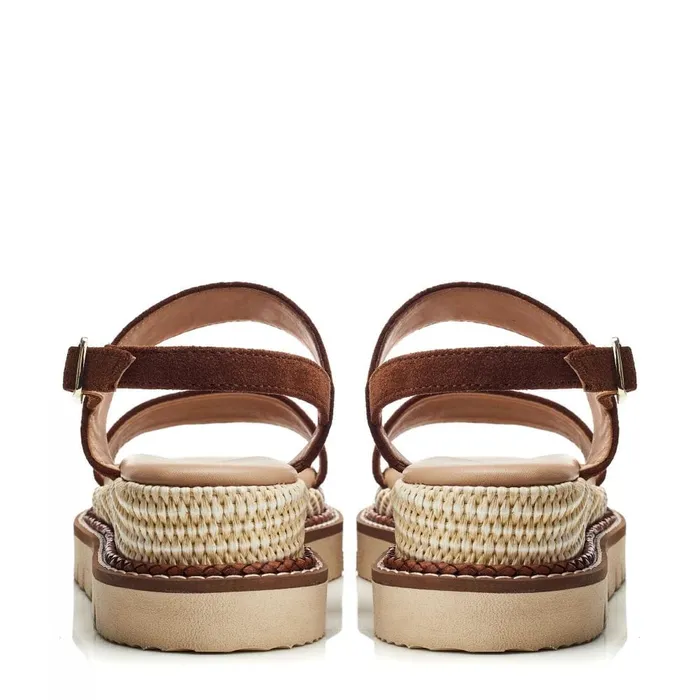 Flat Sandals Women Moda In Pelle Nilania Tan Suede