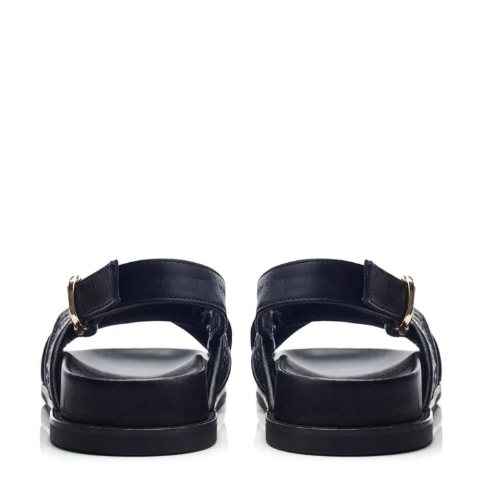 Flat Sandals Women Moda In Pelle Olympe Black Leather