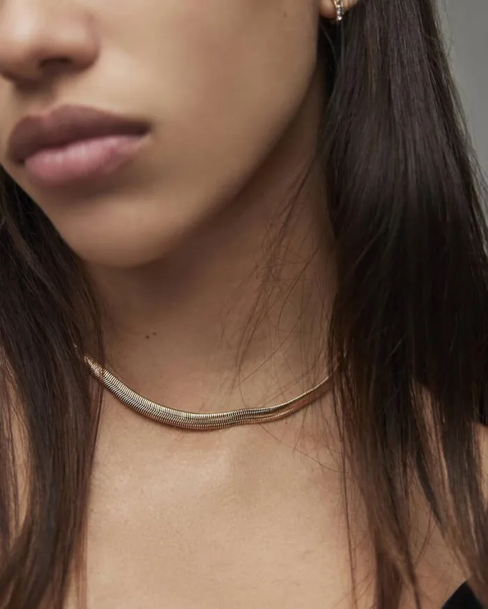 Flat Snake GoldTone Necklace Warm Brass Women AllSaints Jewelry