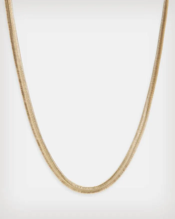Flat Snake GoldTone Necklace Warm Brass Women AllSaints Jewelry