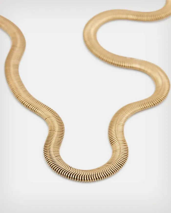 Flat Snake GoldTone Necklace Warm Brass Women AllSaints Jewelry