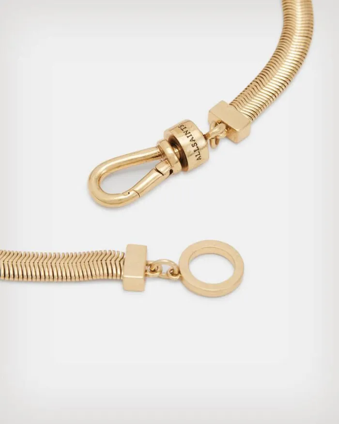 Flat Snake GoldTone Necklace Warm Brass Women AllSaints Jewelry