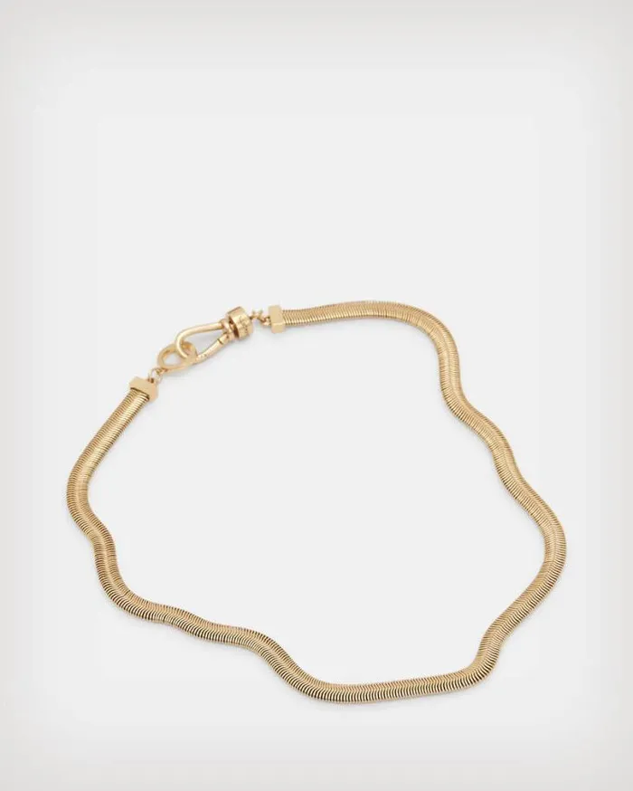Flat Snake GoldTone Necklace Warm Brass Women AllSaints Jewelry