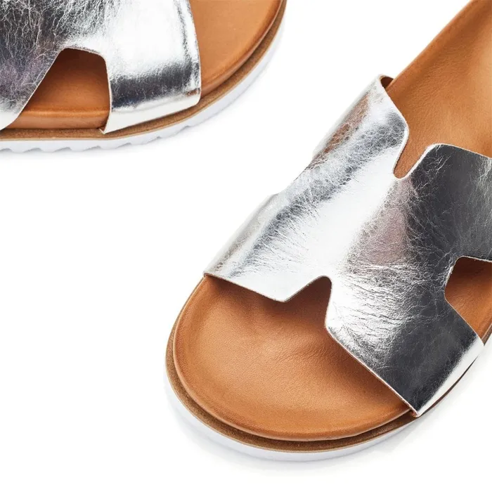 Flatform Sandals Women Moda In Pelle Bsoleful BLivia Silver Leather