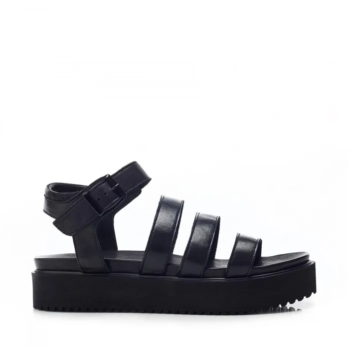 Flatform Sandals Women Moda In Pelle Bsoleful BRocker Black Leather